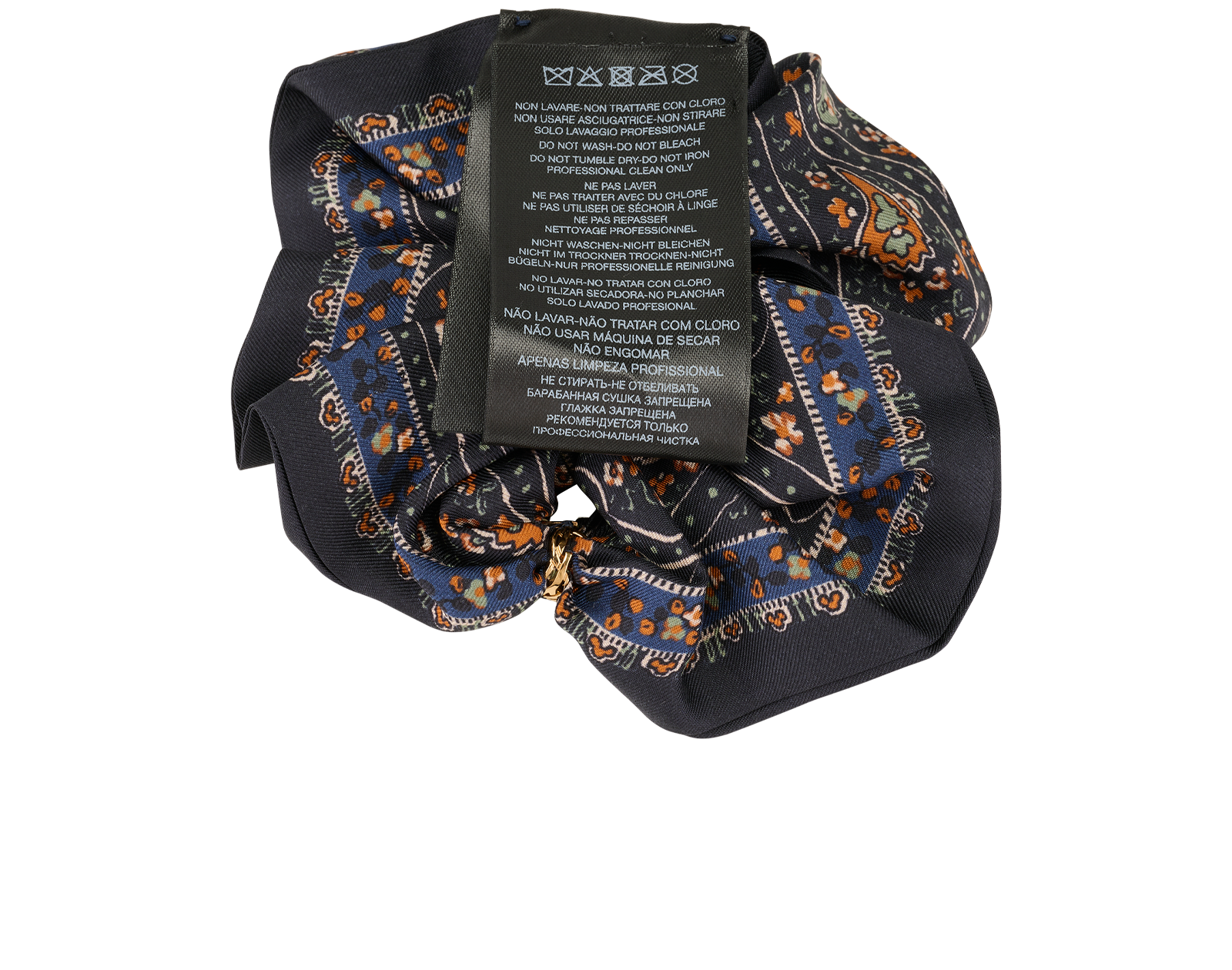 Saint Laurent Paisley Scrunchie, &pound;110, Accessories, Black, Silk, Back view